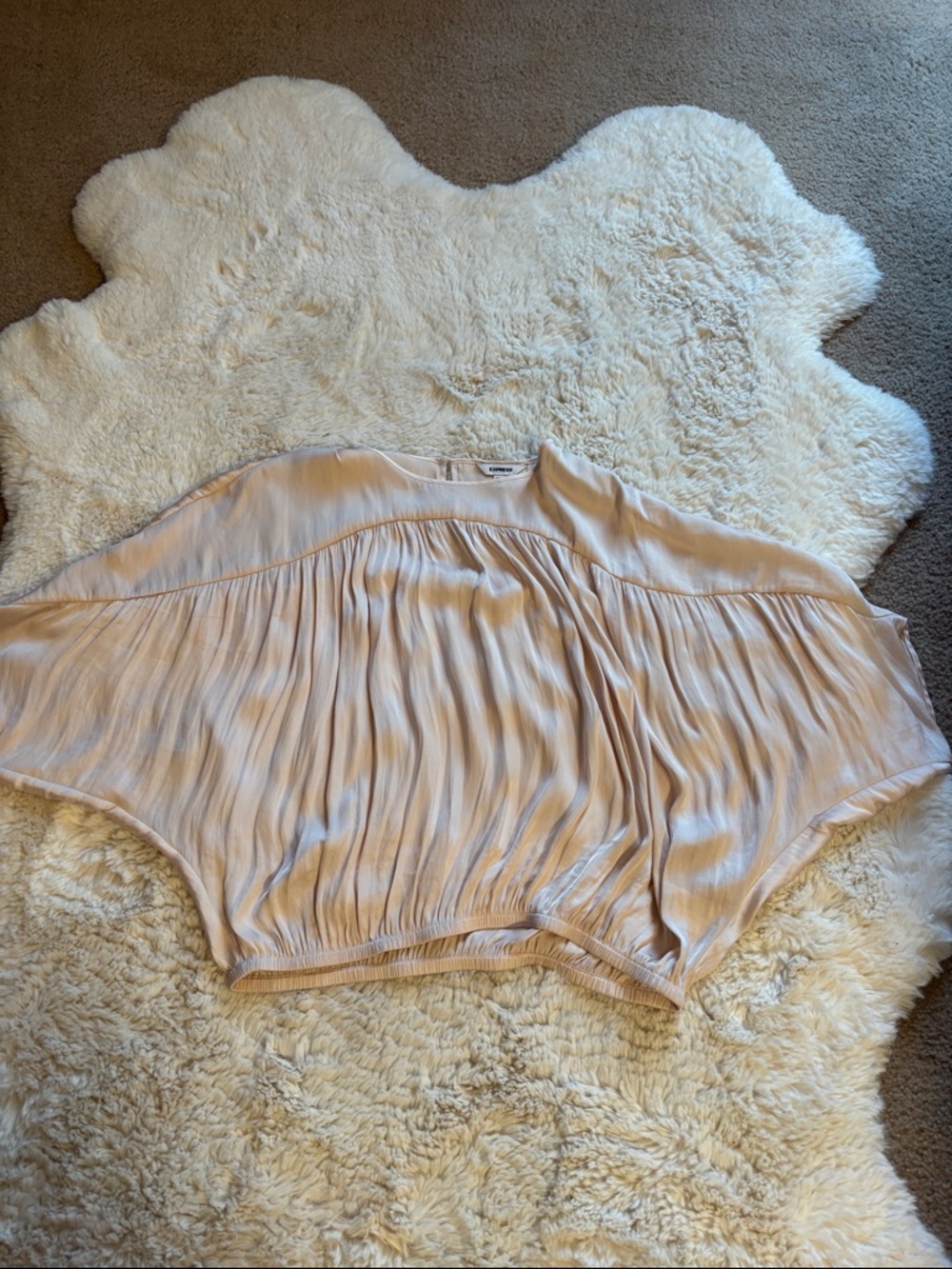 Express Blush Pleated Batwing Blouse